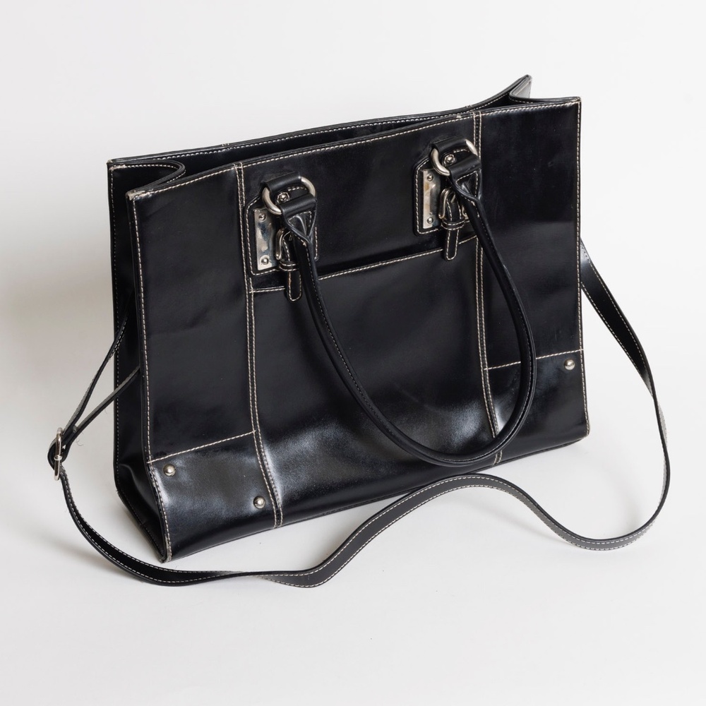 NWOT Wilsons Leather Black Shoulder Bag /Large Tote/ Briefcase w Laptop Sleeve